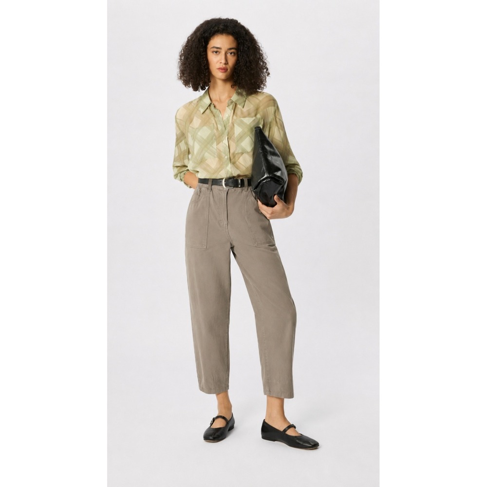 Whistles Tessa Casual Trouser High Rise Utility Tapered Taupe Pants Size 12